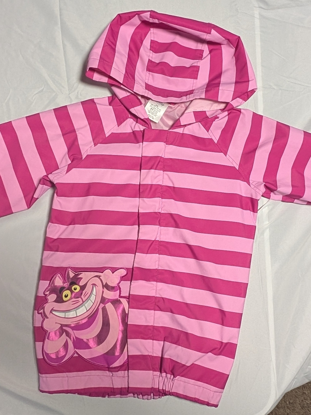Disney Hooded Raincoat with Cheshire Cat -Folds Into Pocket On Back
